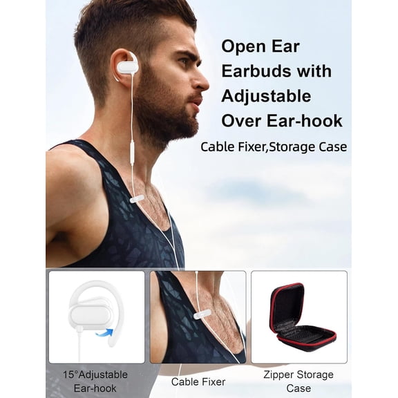 PYYNA-Open Ear USB C Headphones Wired Earbuds with Over Ear Hook for Samsung Galaxy S26 S25 Ultra S24 S23FE A17 A16,Type C Corded Headset with Mic Volume Control Earphone for iPhone 17 Pro Max 16 15