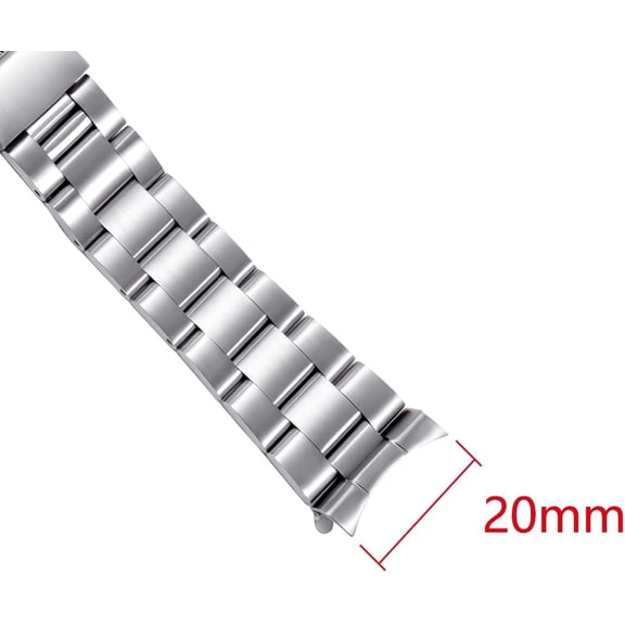PYYNA-Oyster Watch Band Replacement For Seiko bracelet stainless steel Curved Connectors 20mm
