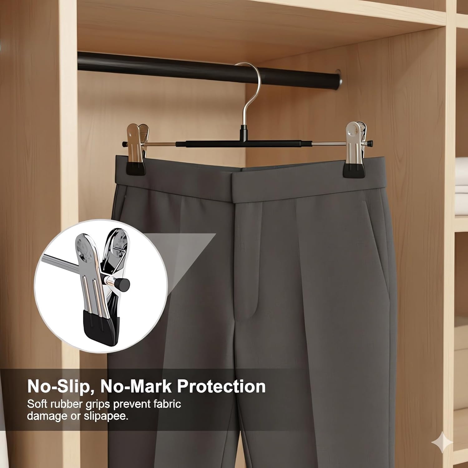 PYYNA-Pants Hangers with Clips, 20 Pack Skirt Hangers Space Saving ...