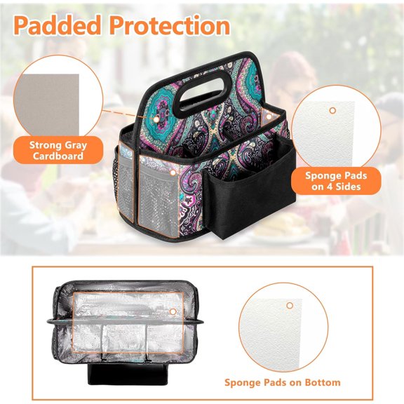 PYYNA-Paper Plate Organizer, Disposable Utensil Holder with 4 Rooms for Cup Fork Spoon Napkin, Buffet Silverware Caddy, Metal Cutlery Dispenser for Counter Party Flatware, Patent Design, Totem