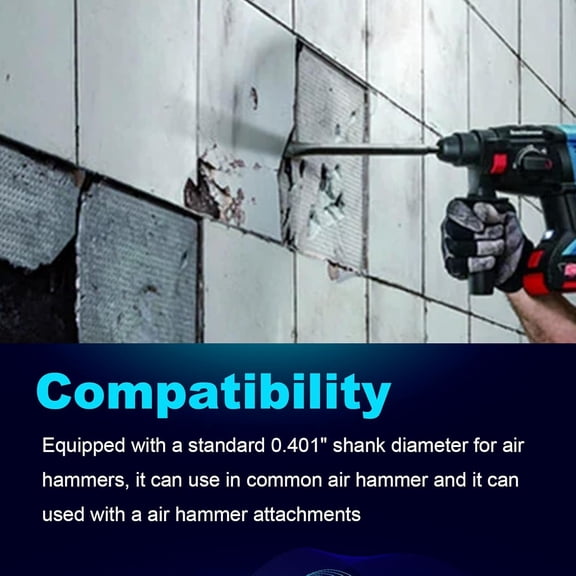 PYYNA-Pneumatic Chisel 3/8" x 18" Point Tip Round Taper Punch and Air Cold Chisel, 0.401 Inch Shank Air Tool Suitable for Air Hammer, Cr-Mo Alloy Steel