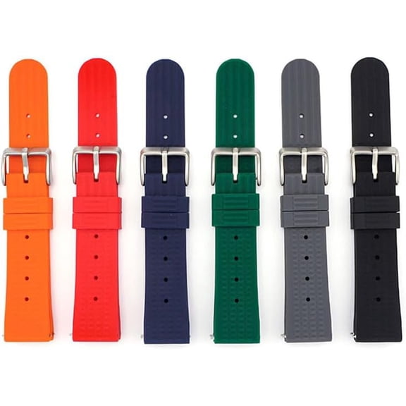 PYYNA-Quick Release 22mm Rubber Band For Seiko Prospex SKX Divers Watches, Replacement Watch Band With Buckle For Seiko Divers Watches Waffle Rubber Watch Strap - Multiple Colors