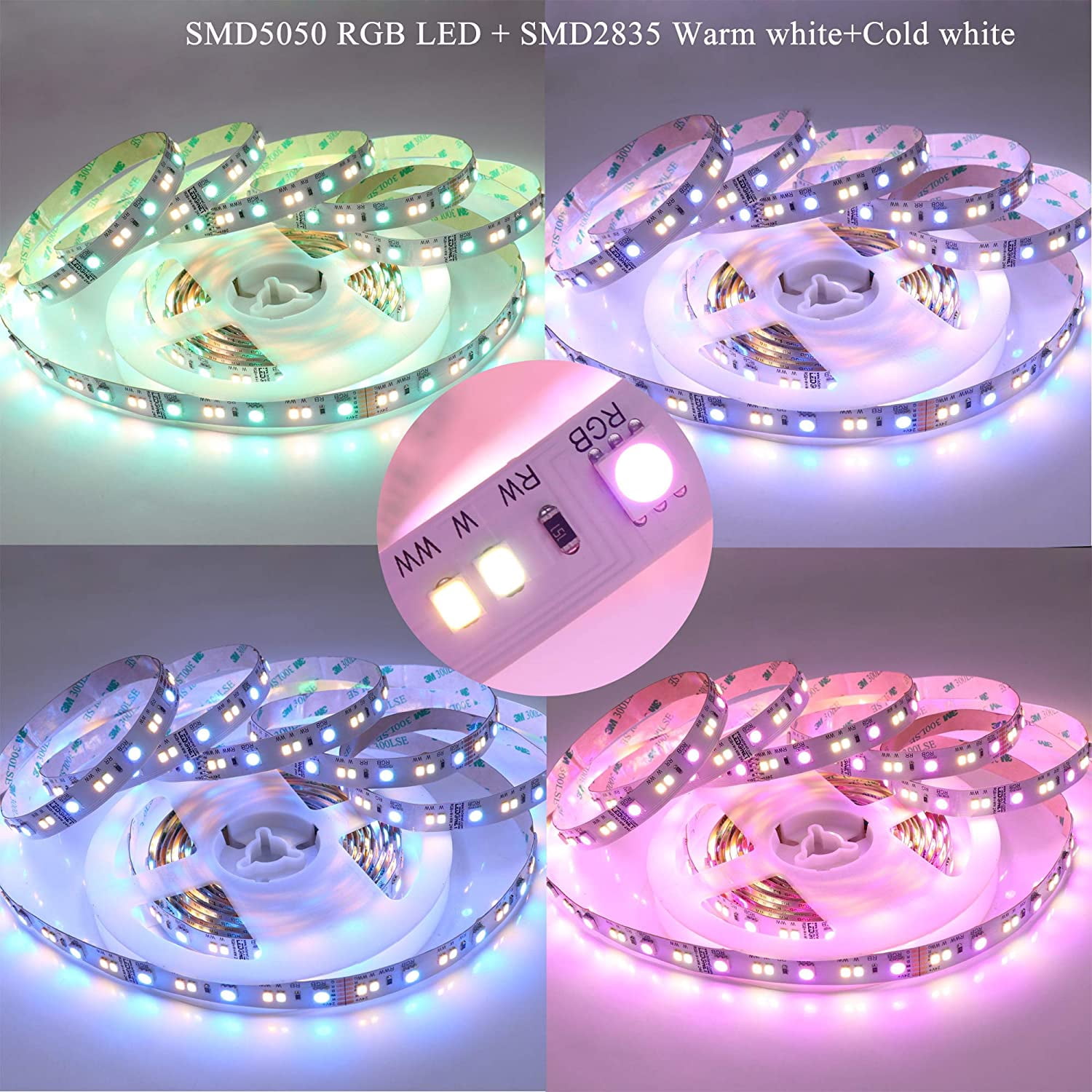 Colour Changing Ribbing PYYNA-RGB+ CCT RGBWW LED Strip Lights DC24V 540LEDs 2800K-6500K Full ...