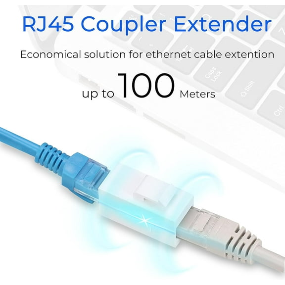 PYYNA-RJ45 Coupler Inline Keystone Jack, Female to Female RJ45 Keystone Coupler 25 Pack for Ethernet Cat6/Cat5e/Cat5 Cable Extender with Gold Plated White
