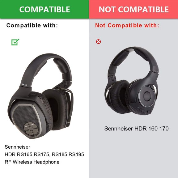 PYYNA-RS165 175 185 195 Upgrade Quality Ear Pads Replacement Ear Cushion Foam Compatible with Sennheiser HDR RS165,RS175, RS185,RS195 RF Wireless Headphone,Added Thicknes(Protein Leather)
