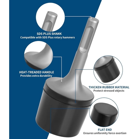 PYYNA-Radiator Vibrator Tool, Rubber Power Tool Hammer, Vibrator Round Shank Drill Hammer Attachment Used for Sewage Discharging Flushing, Table Edge Sealing and Tile Laying, Electric Hammer Vibrator