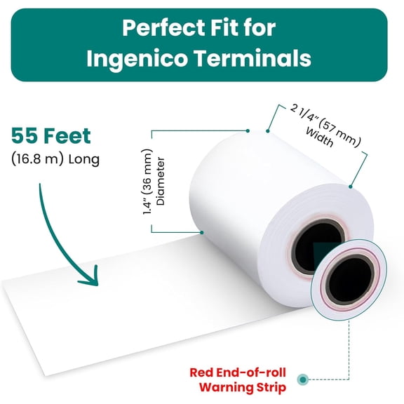 PYYNA-Receipt Paper Rolls for Ingenico Desk 3500 Move 5000 DX4000 DX8000, 10 rolls