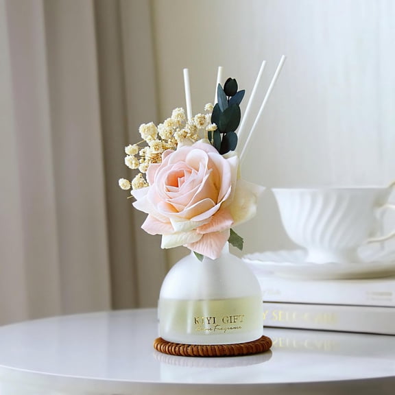 PYYNA-Reed Diffuser Set,4.06 oz Scented Diffuser with 6 Sticks,Home Fragrance,Reed Diffuser for Bathroom Shelf Decor (Jasmine Rose)
