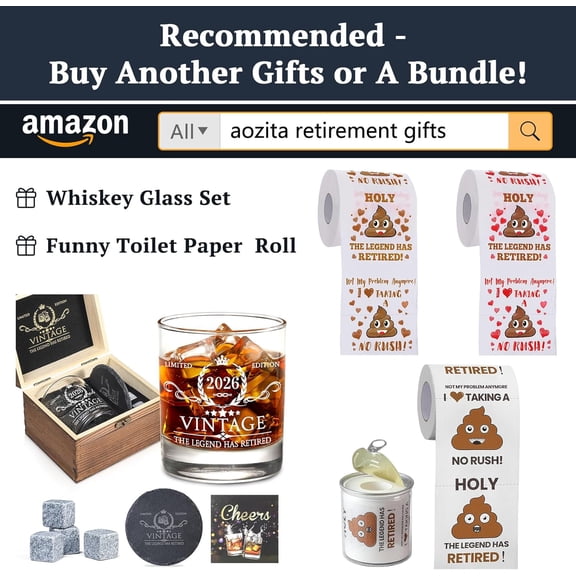 PYYNA-Retirement Gifts for Men Whiskey Glass Set - The Legend Has Retired 2026 - Retirement Party Decorations, Supplies - Gifts Ideas for Him, Dad, Husband, Friends - Wood Box & Whiskey Stones & Coas