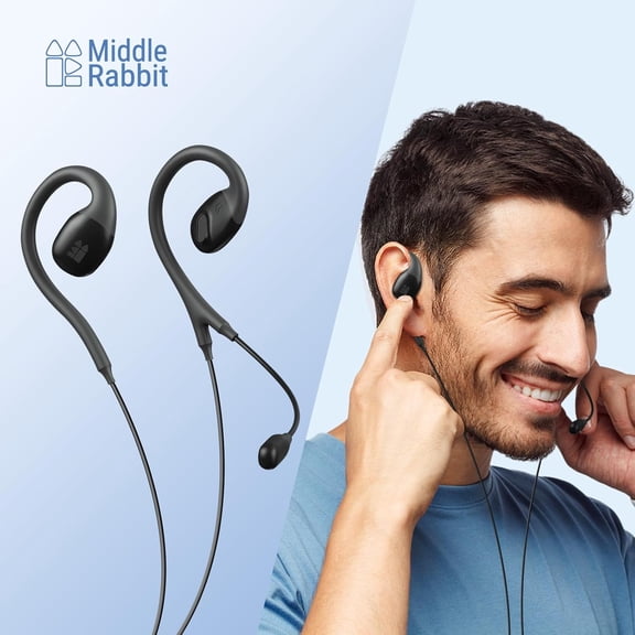 PYYNA-S6 Open Ear Earbuds with Mic, Wired Open Ear Headphones for PC Computer Laptop, Over The Ear, Ear Hook, Inline Control, Perfect for Calling, Online Meeting, Call Center, 3.5mm Jack