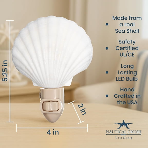 PYYNA-Seashell Night Light Beach Night Light with White Clam Shell Light for Bathroom Sea Shell Lamp Seashell Lamp Plug Into Wall