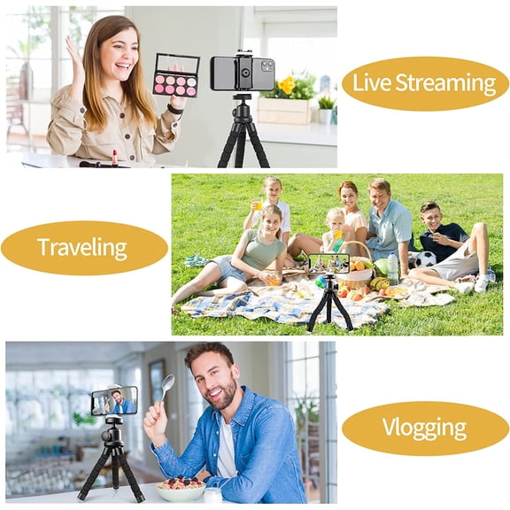 PYYNA-Sensyne Phone Tripod, Flexible Cell Phone Tripod with Phone Holder and Wireless Remote, Mini Travel Tripod Stand, Compatible with All Cell Phones, Cameras