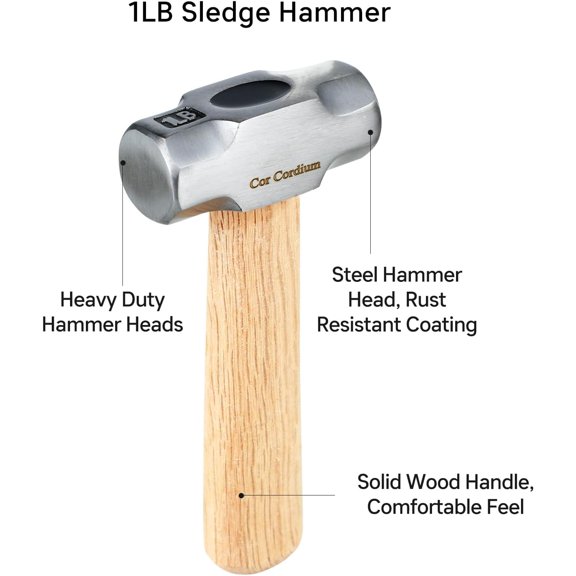 PYYNA-Sledge Hammer, Mini Sledge Hammer with Steel Hammer Head and Wood Short Handle, 1LB Crack Hammer for Striking & Home