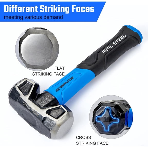 PYYNA-Sledge Hammer for Striking 2 Lb Rubber Grip Forged Jacketed Graphite Drilling 0507