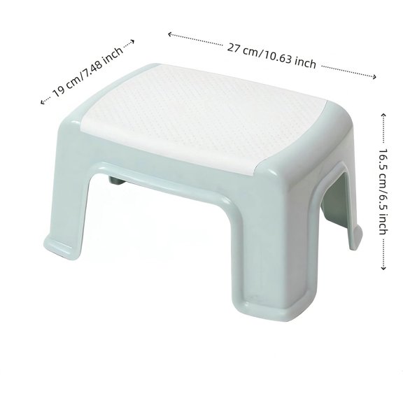 PYYNA-Small Plastic Step Stool - Heavy-Duty ABS Shower Stool, Anti-Slip Bath Stool |Compact Foot stools for Bathroom, Home, Kitchen, Garden - White/Blue