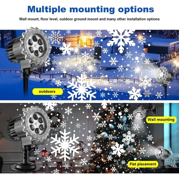 PYYNA-Snowfall Christmas Light Projector, Indoor Outdoor Holiday Night Light Projector, Rotating Snow Falling Projector Lamp for Halloween Xmas New Year Gift Wedding Garden Landscape Decorative