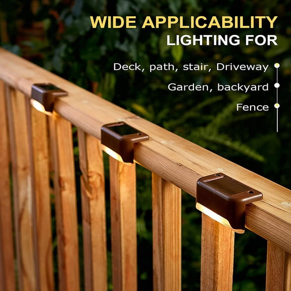 PYYNA-Solar Deck Lights Outdoor, 16 Pack Step LED Waterproof Patio Decor Lights for Railing, Stairs, Fence, Post, Yard and Driveway, Warm White
