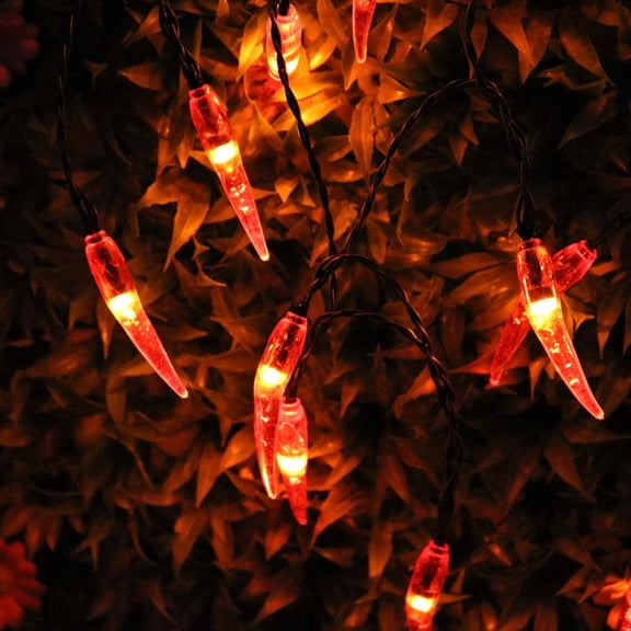 PYYNA-Solar Red Chili String Lights, 50 LED Chili Shape Fairy Solar Operated String Lights for Wedding, Chinese New Year,Spring Festival,Party Decoration,Christmas