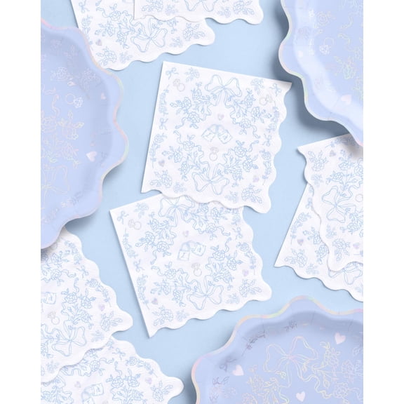 PYYNA-Something Blue Napkins - 3-ply, 25 pcs | Bachelorette Decorations, Engagement Supplies, Bridal Shower, Cocktail Decor, Bach Party Tableware