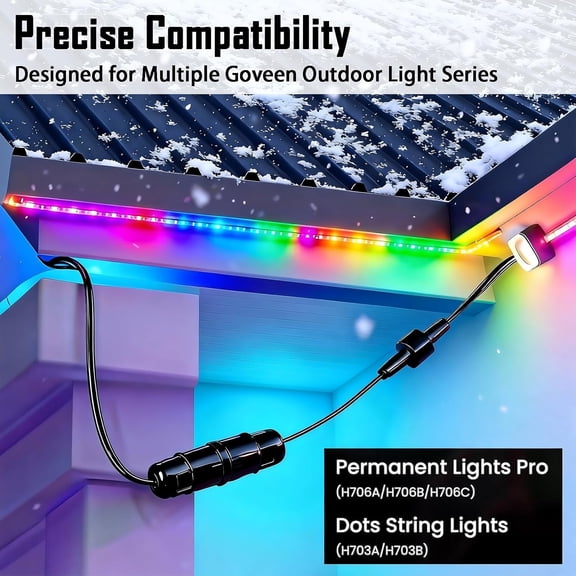 PYYNA-Splice Connectors for Govee Permanent Outdoor Lights, Compatible with Govee H705A H705B H705C H706A H706B H706C, IP68 Waterproof Wire Connector for Dots String Lights, Black (2 Pack)