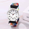 thumbnail image 1 of PYYNA-Stretch Band Wrist Watches: Multicolored Braided Strap Large Face Easy Reader Quartz Watch for Women Men, 1 of 2