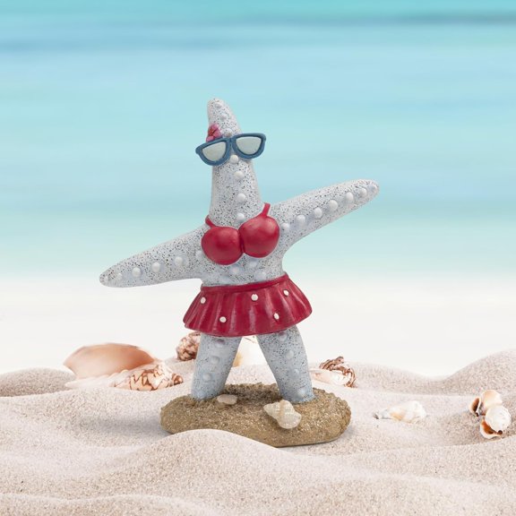 PYYNA-Summer Decorations for Home, 6.5 Inch Resin Starfish Figurines Beach Gifts, Coastal Tropical Beachy Theme Room Table Shelf Office Desk Bathroom Decor