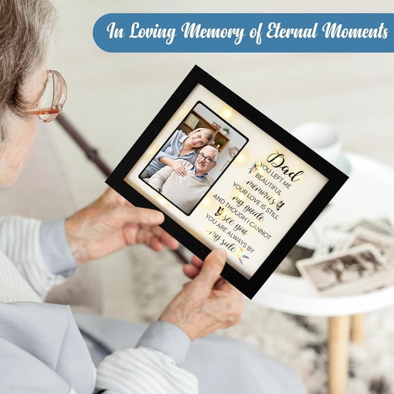 PYYNA-Sympathy LED Shadow Box 4x6 Picture Frame - Memorial Gifts for Loss of Dad, Grandfather; Bereavement Gifts in Memory of Loved One