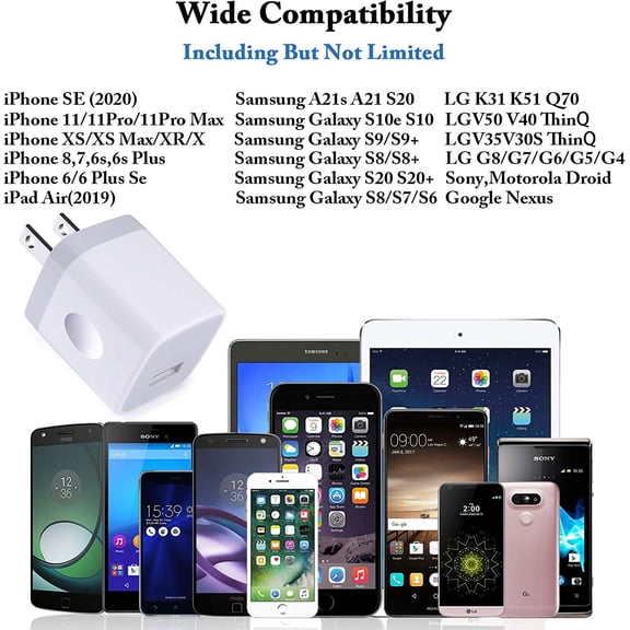 PYYNA-USB Wall Plug 10 Pack, 1A 5V Single Port Wall Charger Power Adapter Cube Block Box for iPhone SE 14 Plus 13 12 Pro Xs XR X, Samsung Galaxy A13 S22 S21FE A21 A71 A51 A31 S10e S9 S8, Pixel 6