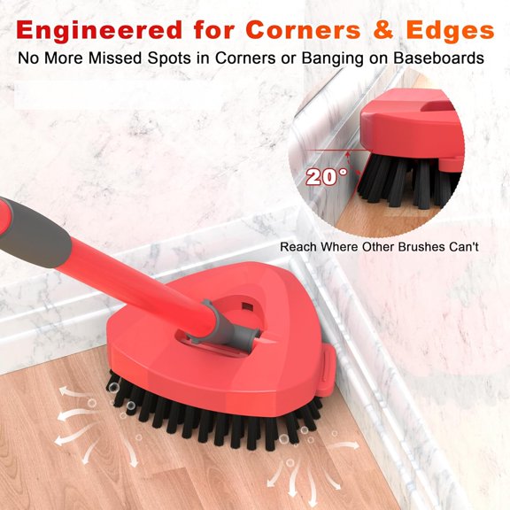 PYYNA-Upgraded Triangle Scrub Brush Head for 2-Tank Spin Mop Systems, Aftermarket Floor Scrubber Replacement with Outward-Angled Bristles for Corners, Grout & Edges Hard Floor Cleaner, 2-Pack