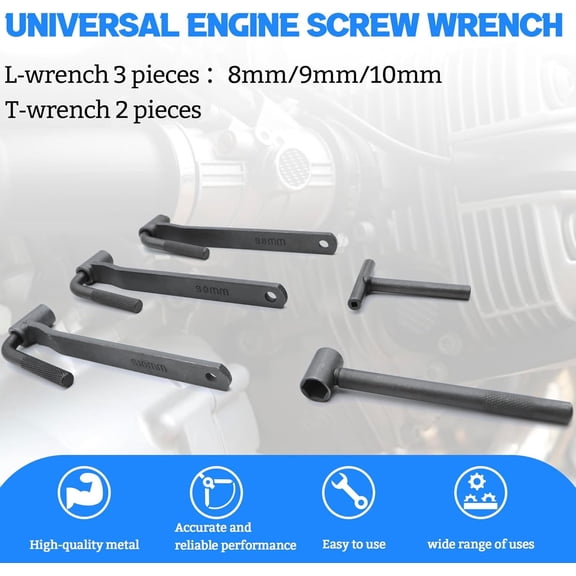 PYYNA-Valve Adjustment Tool Set - 5-Pack, Including 3 L Type Valve Screw Wrenchs and 2 T Type Spanners - 8mm 9mm 10mm Motorcycle Valve Adjustment Tool