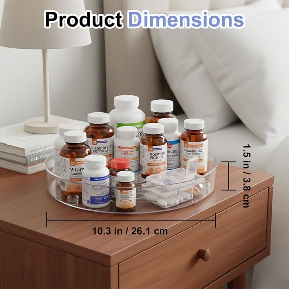 PYYNA-Vitamin Storage Organizer, Rotary Turntable Organizer for Vitamin Bottles and Medicine Bottle, Vitamin Bottle Organizer for Countertop, Bathroom Cabinet Storage