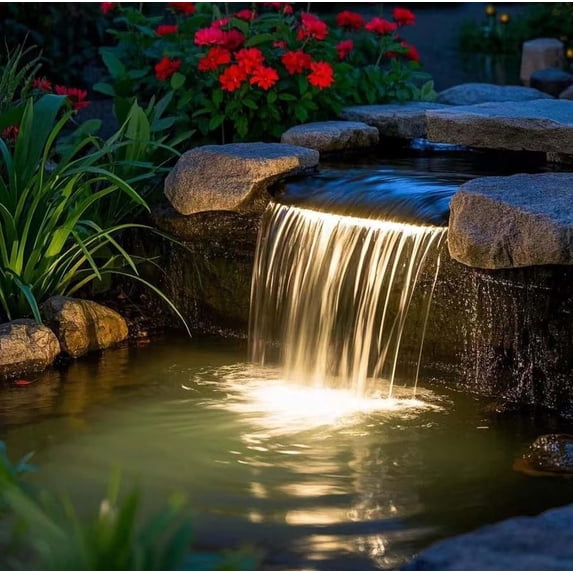 PYYNA-Warm White Pond Lights, Outdoor 10 Ft Cord Underwater Light 12W IP68 Waterproof Garden Lights Spotlight for Lawn Decorative Lamp 3000K Warm White Spotlights with US Plug 2 Lights