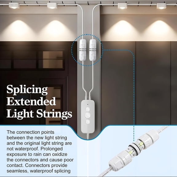 PYYNA-Waterproof 3 Pin Wire Connector Compatible with Govee H705A H705B H705C H706A H706B H706C, Permanent Outdoor Lights Wire Connector with Male & Female Connectors for String Light Repair