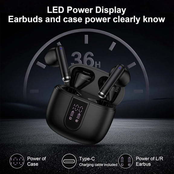 PYYNA-Wireless Earbuds for Samsung Galaxy S26 Ultra S25 S24 FE S23 A17 A16 Z Flip7/Fold7, for iPhone 17 Pro Max Air 16 15 Bluetooth Headphones Wireless Ear Buds Noise Canceling IPX7 Waterproof LED Di