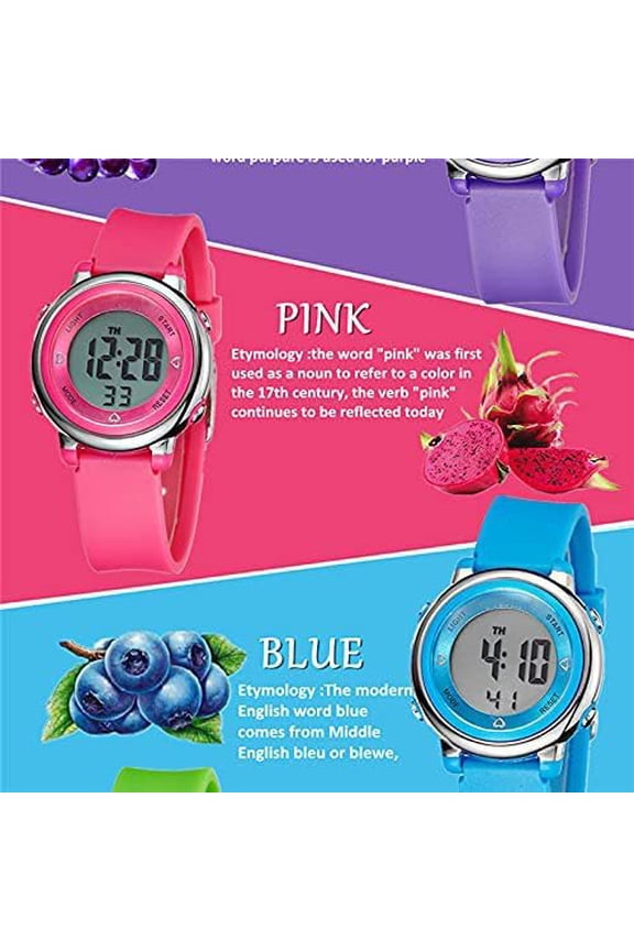 -Womens Digital Watches LED Screen Silicone Strap Watch Military Multifunction Waterproof Alarm Stopwatch LED Backlight Outdoor Sports Watch