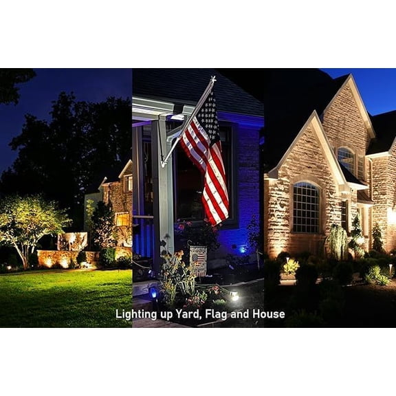 PYYNA-Yard Spot Lights Outdoor Spotlights Warm White 3000k 120V 10W Waterproof Landscape LED Metal Case Spiked Stand for Lawn Porch Patio Garden 2 Lights