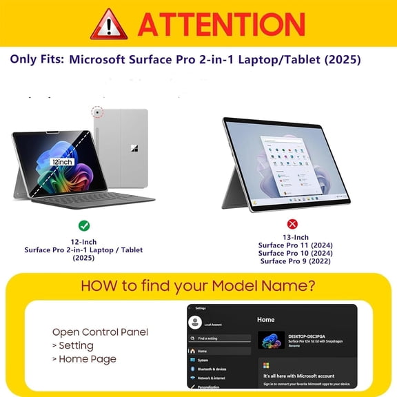 PYYNA-for Surface Pro 12 Inch Case (2025 Release), Multiple Angle Premium PU Leather Folio Business Stand Cover with Surface Pen Holder & Front Pocket, Compatible with Type Cover Keyboard -Black