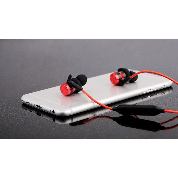PYYNA-iBFree in-Ear Earphones Wireless Sport Headphones Bluetooth CSR, IPX 4 Waterproof, Secure Fit in-Line Remote Gym Running Workout - Red