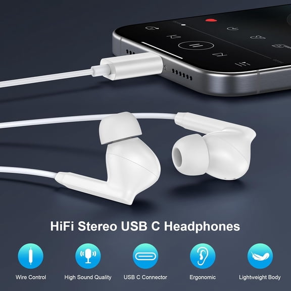 PYYNA-iPhone Wired Headphones USB C for iPhone 17 Pro Max Air 16e 16 Pro Max 16 Plus 15 Pro 15 Earbuds, 2Pack Type C Wired Earbuds in Ear Earphones for Samsung Galaxy S26 S25 S24 A17 A56 A16 A15,Pixe