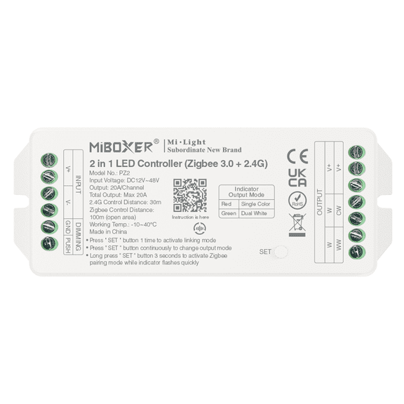 Miboxer PZ2 - 2 in 1 LED Controller (Zigbee 3.0 + 2.4G) Output Max 20A