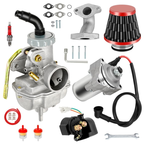 PZ20 Carburetor 3 Bolt Starter Kit Compatible with Tao tao Coolster 125cc 110cc Kazuma Baja SunL NST X-Pro Loncin Chinese ATV Quad 4 Wheeler 4 Stroke Engine SSR Lifan Pit Dirt Bike Parts
