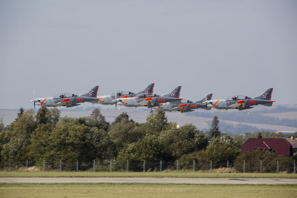 PZL-130 Orlik trainers of the Polish Air Force Canvas Art - Timm ZiegenthalerStocktrek Images (17 x 12)