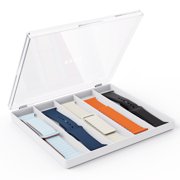 PZOZ 5-Slot Watch Band Storage Case, Transparent Acrylic Lid, for 38/40/41/42/44/45/49mm Watch Bands, 8"L x 6.8"W x 1.0"D