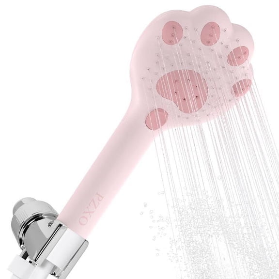 PZXO Handheld Shower Head Kits, High Pressure Cat Paw-Shaped Showerhead with 3 Spray Settings, Cute Filtered Anti-Leak Water Flow Shower Head for Bathroom, with 59" Hose, Bracket and 2 Filters, Pink