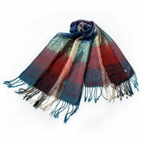 Pa-a09-1 Moon & Stars & Roses Elegant Fashion Smooth Touch Tassel Ends Pashmina/Shawl/Scarf