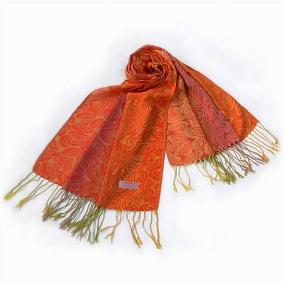 Pa-a54-1 Bright Orange Special Flowers Pattern Elegant Extra Soft Woven Pashmina/Shawl/Scarf