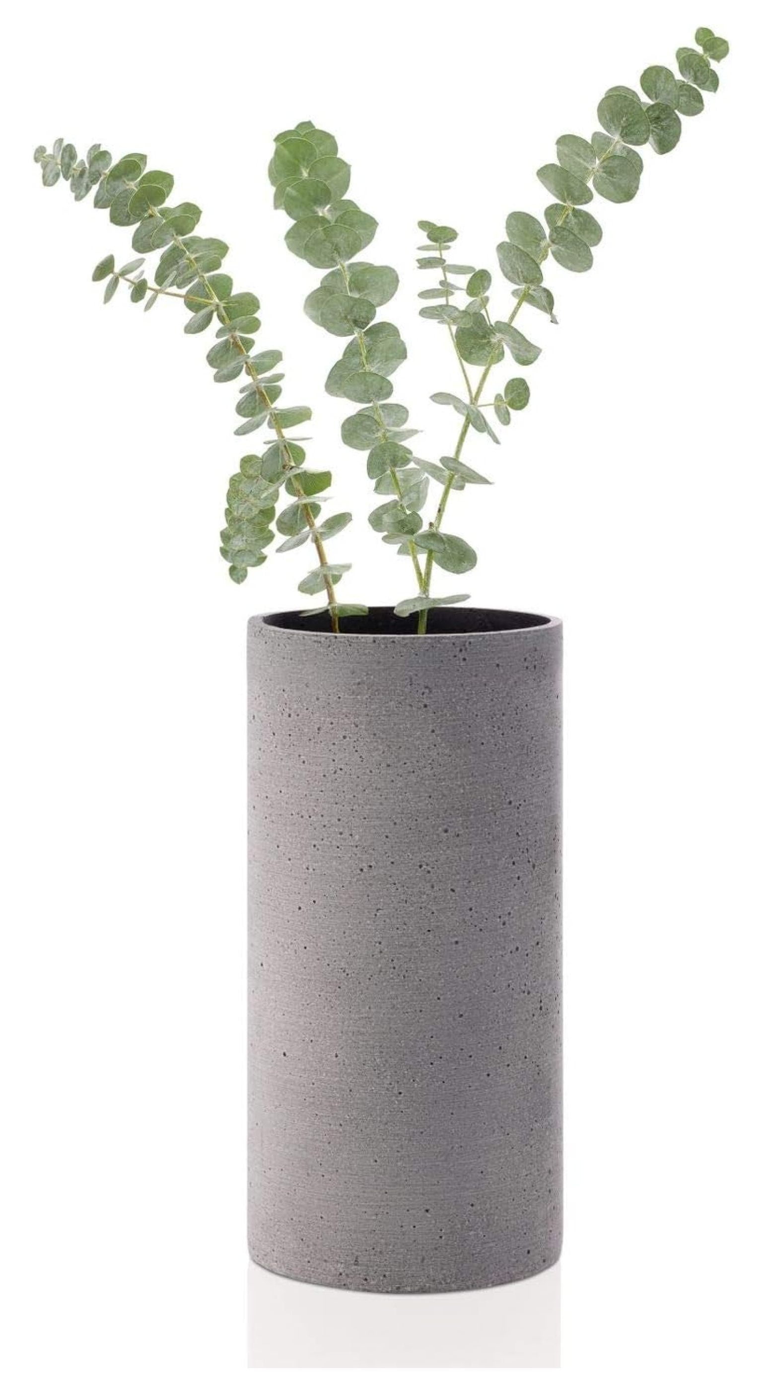 Modern Polystone Round Table Vase in Dark Gray - 9.45" H