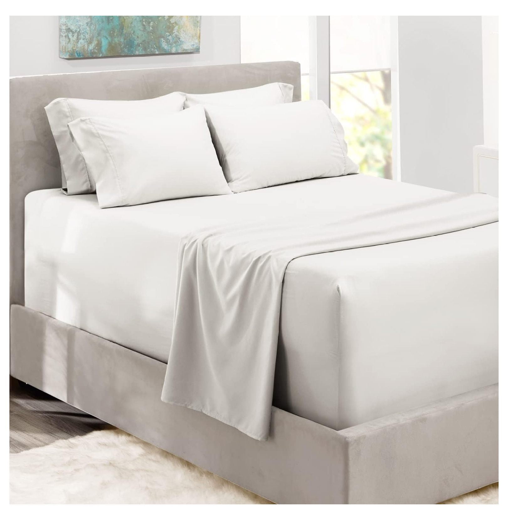 PaFagwy Extra Deep Pocket King Size Sheets Sets Fits Mattress 1824