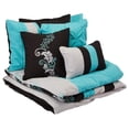thumbnail image 1 of PaFagwy Napa 7-Piece Luxury Leaves Scroll Embroidery Bedding Comforter Set (Queen, Teal/Gray/Black), 1 of 9