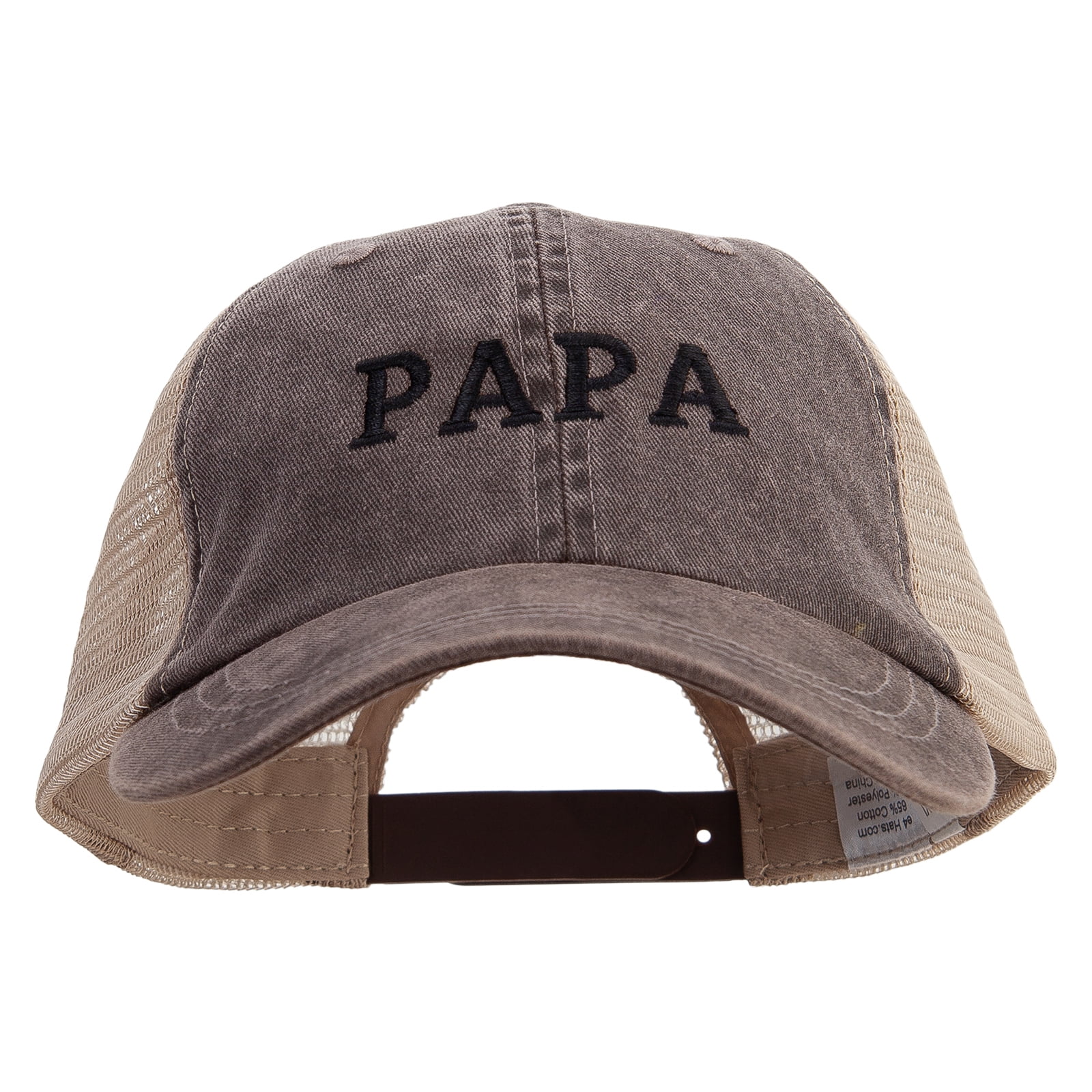 PaPa Embroidered Big Size Washed Pigment Dyed Twill Trucker Cap - Chocolate  Tan XL-3XL - Walmart.com